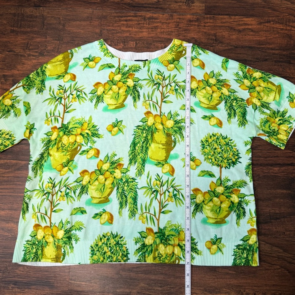 Talbots Elbow Sleeve Lemon Trees Print Pullover Sweater Sz L NWT Grandmacore - Picture 13 of 14
